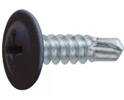 Саморез 4.2х19 мм с прессшайбой, цинк, со сверлом, RAL 8017 (12000 шт в коробе) STARFIX (цвет шоколадно-коричневый)