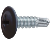 Саморез 4.2х16 мм с прессшайбой, цинк, со сверлом, RAL 8017 (14000 шт в коробе) STARFIX (цвет шоколадно-коричневый)