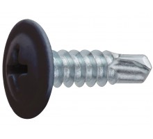 Саморез 4.2х16 мм с прессшайбой, цинк, со сверлом, RAL 8017 (14000 шт в коробе) STARFIX (цвет шоколадно-коричневый)