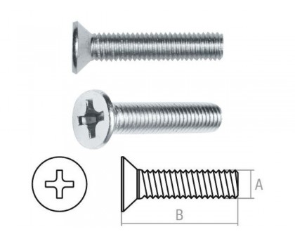 Винт М3х25 мм потай. головка, цинк, DIN 965 (1000 шт в карт. уп.) STARFIX