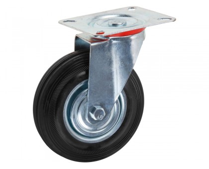 Опора колёсная d-125мм на площадке без фиксатора, резиновая STARFIX