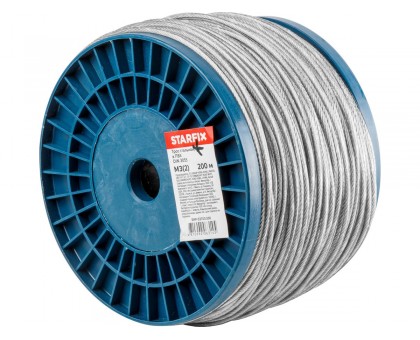 Трос стальной в ПВХ М3(2) DIN 3055 (бухта 200 м) STARFIX
