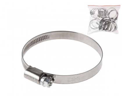 Хомут червячный 50-70 мм, нерж.сталь (W2) (25 шт в пакете) STARFIX