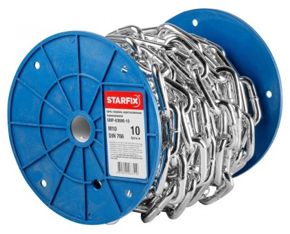 Цепь сварная короткозвенная, оцинк. М10 DIN 766 (бухта 10 м) STARFIX