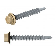 Саморез кровельный 4.8х29 мм цинк, шайба с прокл., PT1, RAL 1014 (200 шт в карт. уп.) STARFIX (по дереву, цвет слоновая кость)