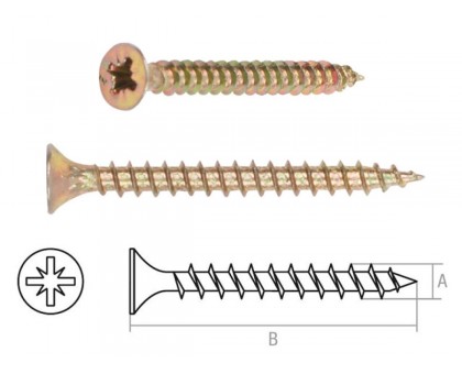 Шуруп универсальный 4.0х60 мм желтый цинк (4000 шт в коробе) STARFIX