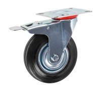 Опора колёсная d-125мм на площадке с фиксатором, резиновая STARFIX