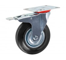 Опора колёсная d-125мм на площадке с фиксатором, резиновая STARFIX