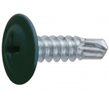 Саморез 4.2х16 мм с прессшайбой, цинк, со сверлом, RAL 6005 (14000 шт в коробе) STARFIX (цвет зеленый мох)
