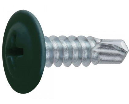 Саморез 4.2х16 мм с прессшайбой, цинк, со сверлом, RAL 6005 (14000 шт в коробе) STARFIX (цвет зеленый мох)