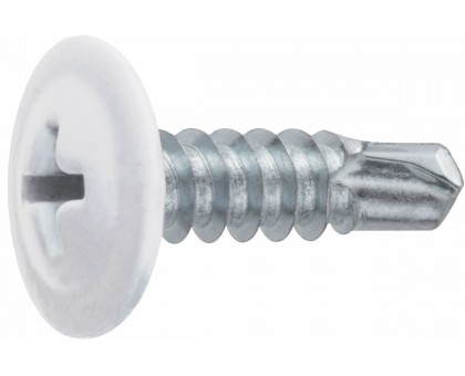 Саморез 4.2х16 мм с прессшайбой, цинк, со сверлом, RAL 9003 (14000 шт в коробе) STARFIX (цвет сигнальный белый)