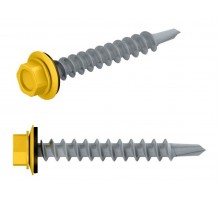 Саморез кровельный 4.8х35 мм цинк, шайба с прокл., PT1, RAL 1018 (200 шт в карт. уп.) STARFIX (по дереву, цвет цинково-желтый)