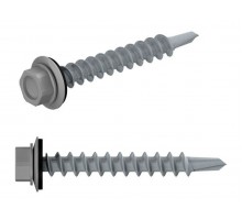 Саморез кровельный 5.5х25 мм цинк, шайба с прокл., PT3, RAL 7004 (50 шт в пласт. конт.) STARFIX (по металлу, цвет сигнальный серый)