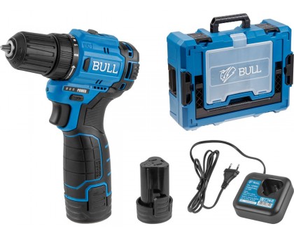 Аккум. дрель-шуруповерт BULL SR 1203 Xcase БЕСЩЕТ., 12 В, 37 Н*м, 2*2 А*ч акб, БЗП 10 мм