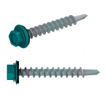 Саморез кровельный 4.8х70 мм цинк, шайба с прокл., PT1, RAL 5021 (100 шт в карт. уп.) STARFIX (по дереву, цвет водная синь)