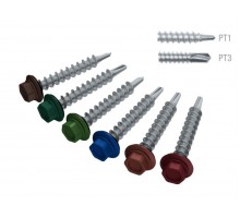 Саморез кровельный 4.8х35 мм цинк, шайба с прокл., PT1, RAL 8017 (200 шт в карт. уп.) STARFIX (по дереву, цвет шоколадно-коричневый)