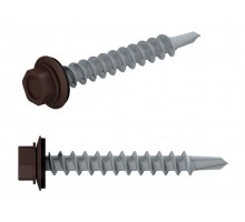 Саморез кровельный 4.8х70 мм цинк, шайба с прокл., PT1, RAL 8017 (5 кг) STARFIX