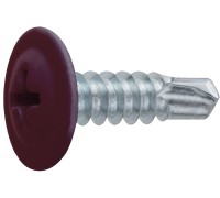 Саморез 4.2х16 мм с прессшайбой, цинк, со сверлом, RAL 3005 (14000 шт в коробе) STARFIX (цвет винно-красный)