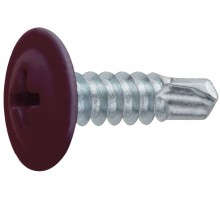Саморез 4.2х16 мм с прессшайбой, цинк, со сверлом, RAL 3005 (14000 шт в коробе) STARFIX (цвет винно-красный)