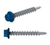 Саморез кровельный 5.5х19 мм цинк, шайба с прокл., PT3, RAL 5005 (5000 шт в коробе) STARFIX (по металлу, цвет сигнальный синий)
