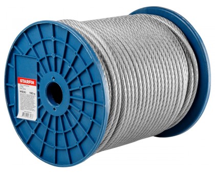 Трос стальной в ПВХ М8(6) DIN 3055 (бухта 100 м) STARFIX
