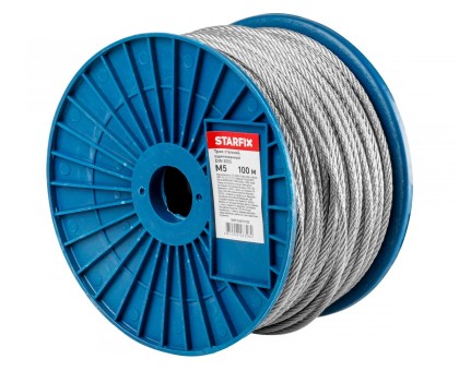Трос стальной, оцинк. М5 DIN 3055 (бухта 100 м) STARFIX