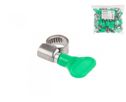 Хомут червячный с ключом "бабочка" 8-12 мм, нерж.сталь W2 (50 шт в пакете) STARFIX