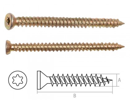 Шуруп по бетону 7.5х132 мм желтый цинк, T30 (1000 шт в коробе) STARFIX