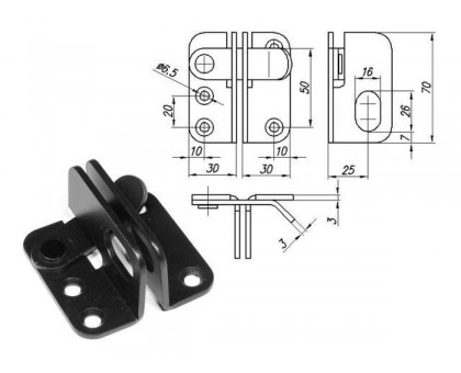 Проушины для замка с фиксатором черн.мат. STARFIX