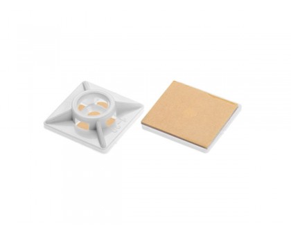 Площадка для хомут-стяжки 19х19 мм самоклеящаяся, белая (100 шт в пласт. конт.) STARFIX