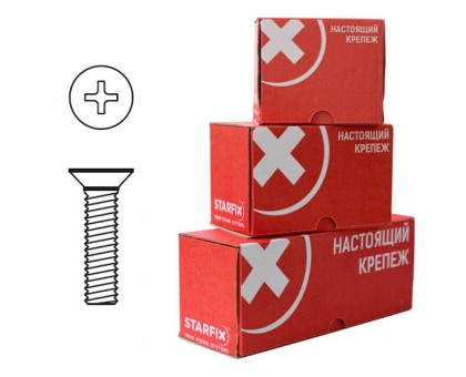 Винт М8х100 мм потай. головка, цинк, DIN 965 (30 шт в карт. уп.) STARFIX