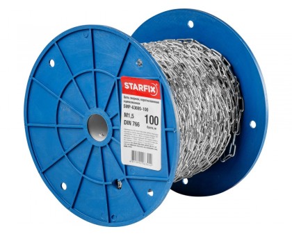 Цепь сварная короткозвенная, оцинк. М1,5 DIN 766 (бухта 100 м) STARFIX