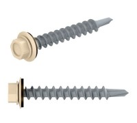 Саморез кровельный 4.8х19 мм цинк, шайба с прокл., PT3, RAL 1015 (250 шт в карт. уп.) STARFIX (по металлу, цвет светлая слоновая кость)