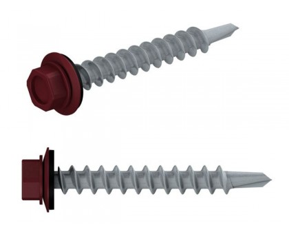 Саморез кровельный 4.8х70 мм цинк, шайба с прокл., PT1, RAL 3005 (5 кг) STARFIX