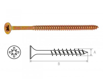 Шуруп универсальный 4.0х80 мм желтый цинк (2000 шт в коробе) STARFIX