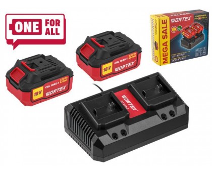 Набор аккумулятор 2х4 А*ч и зарядное устройство 2х2 А WORTEX ALL1 в кор.