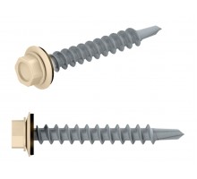 Саморез кровельный 5.5х25 мм цинк, шайба с прокл., PT3, RAL 1015 (250 шт в карт. уп.) STARFIX (по металлу, цвет светлая слоновая кость)