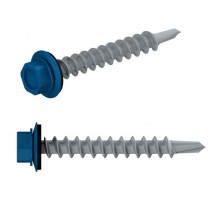 Саморез кровельный 4.8х35 мм цинк, шайба с прокл., PT1, RAL 5005 (200 шт в карт. уп.) STARFIX (по дереву, цвет сигнальный синий)