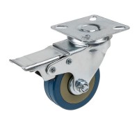 Опора колёсная d-50мм на площадке с фиксатором, резиновая STARFIX