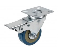 Опора колёсная d-50мм на площадке с фиксатором, резиновая STARFIX