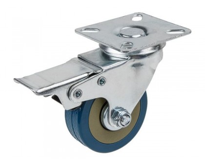 Опора колёсная d-50мм на площадке с фиксатором, резиновая STARFIX