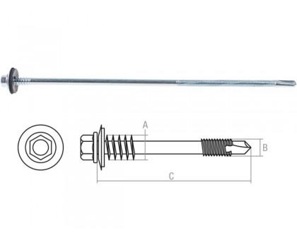 Саморез для сэндвич-панелей 6.3/5.5х105 мм цинк (1100 шт в коробе) STARFIX