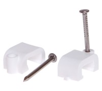 Скоба для крепления прямоугольного кабеля 8 мм белая, с гвоздем (50 шт в зип-локе) STARFIX