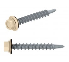 Саморез кровельный 4.8х19 мм цинк, шайба с прокл., PT3, RAL 1015 (100 шт в пласт. конт.) STARFIX (по металлу, цвет светлая слоновая кость)