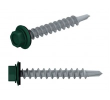 Саморез кровельный 4.8х19 мм цинк, шайба с прокл., PT3, RAL 6005 (100 шт в пласт. конт.) STARFIX (по металлу, цвет зеленый мох)