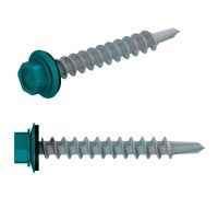 Саморез кровельный 5.5х19 мм цинк, шайба с прокл., PT3, RAL 5021 (300 шт в карт. уп.) STARFIX (по металлу, цвет водная синь)