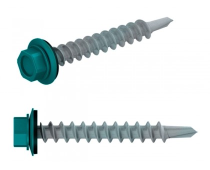 Саморез кровельный 5.5х19 мм цинк, шайба с прокл., PT3, RAL 5021 (300 шт в карт. уп.) STARFIX (по металлу, цвет водная синь)