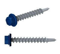 Саморез кровельный 4.8х29 мм цинк, шайба с прокл., PT1, RAL 5002 (200 шт в карт. уп.) STARFIX (по дереву, цвет ультрамариново-синий)