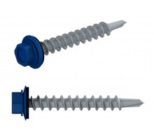 Саморез кровельный 4.8х29 мм цинк, шайба с прокл., PT1, RAL 5002 (200 шт в карт. уп.) STARFIX (по дереву, цвет ультрамариново-синий)