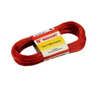 Трос стальной в ПВХ оплетке d=2,5 мм, красный ( моток 20 м)  REXANT